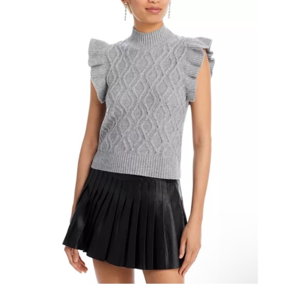 Aqua Cashmere Sweaters - Aqua Cashmere Diamond Knit Cashmere Sweater Vest Gray Grey Size Large